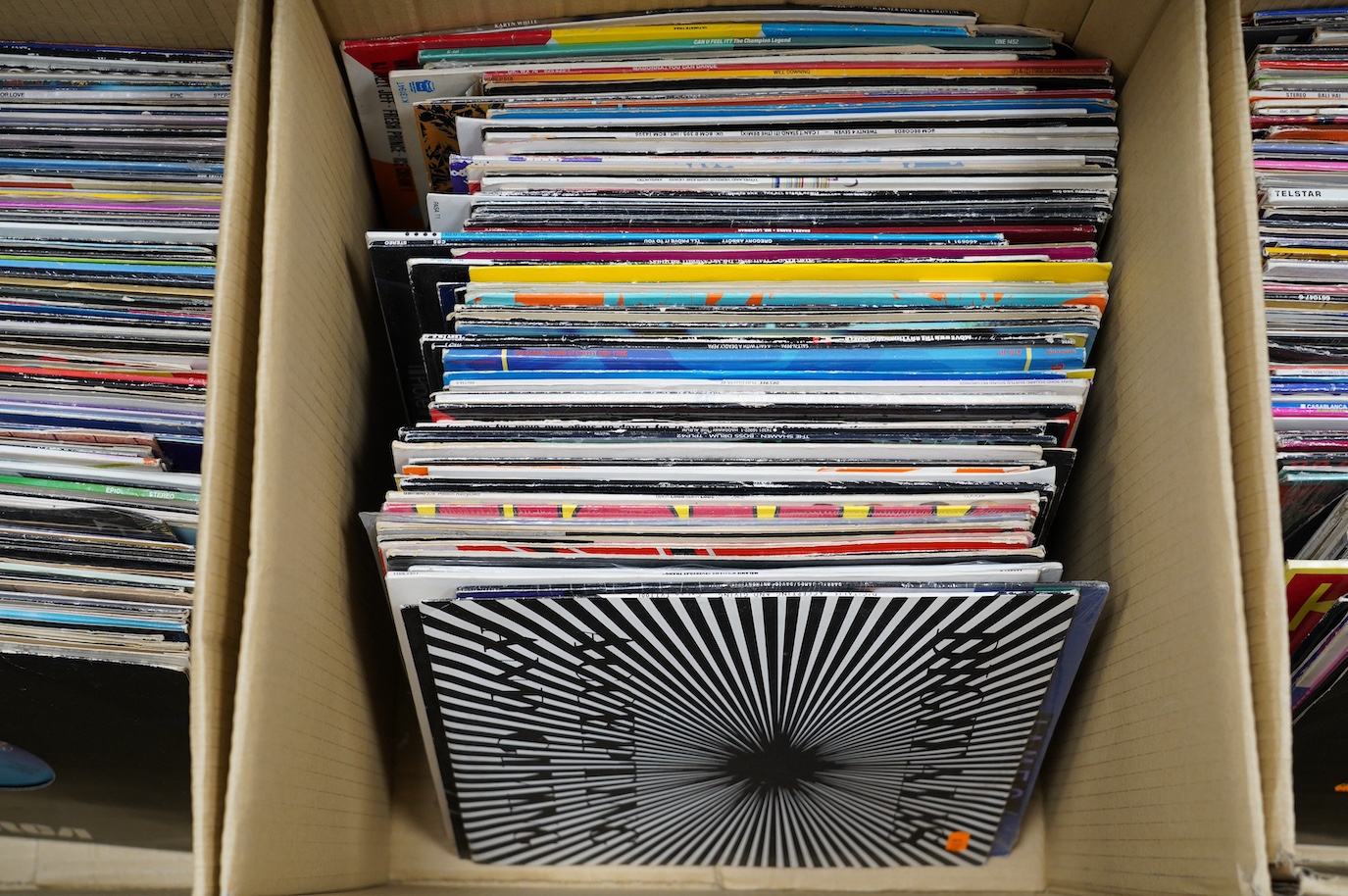 A collection (approx 300) 1970s to early 90s. LP records and 12” singles, mostly Dance, Techno, R n’ B, Electro, etc. artists include; Melanie Williams, Kid Creole and the Coconuts, The Chimes, Off Shore, Gregory Abbott,